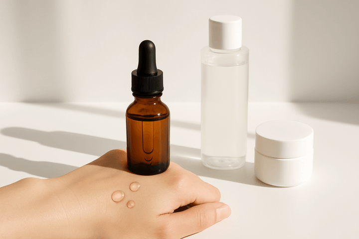 Hautpflegeöle richtig anwenden: Anwendung von Ölen und Produkten auf der Hand.