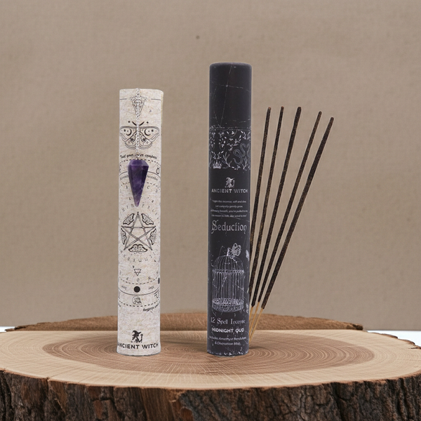 Uralter Hexenzauber – Räucherwerk „Verführung“ mit Amethyst-Pendel