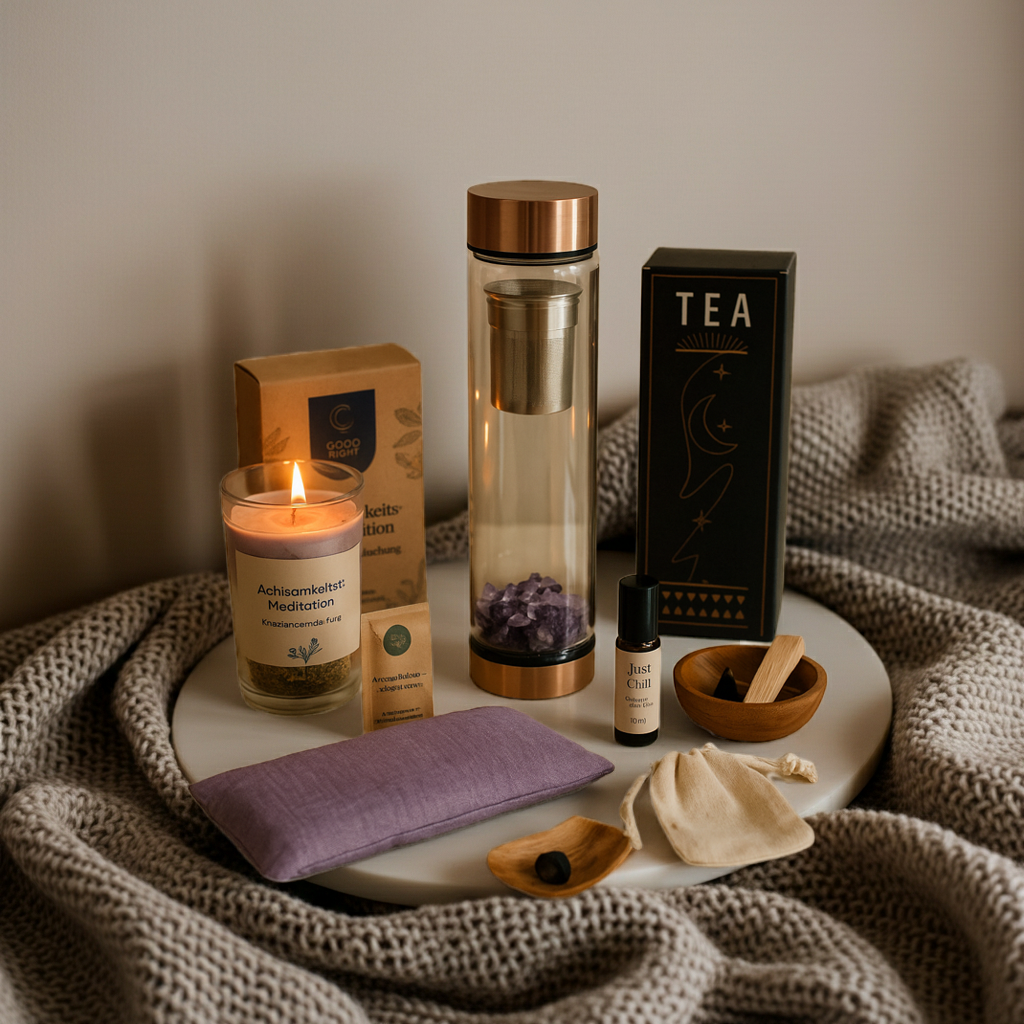 Deep Calm Ritual Box – Tee, Kristallflasche & Selfcare Essentials für innere Ruhe (8-teilig)