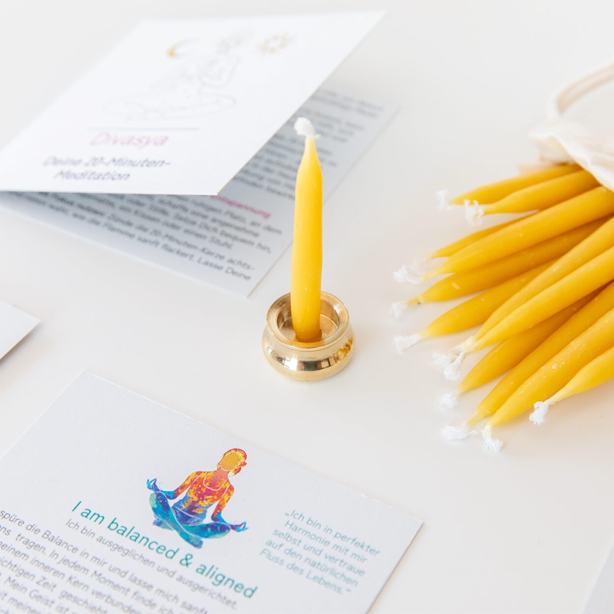 20-Minuten-Kerzen mit Affirmationen – Ritual-Set aus Bienenwachs · Fokus & Mentale Klarheit