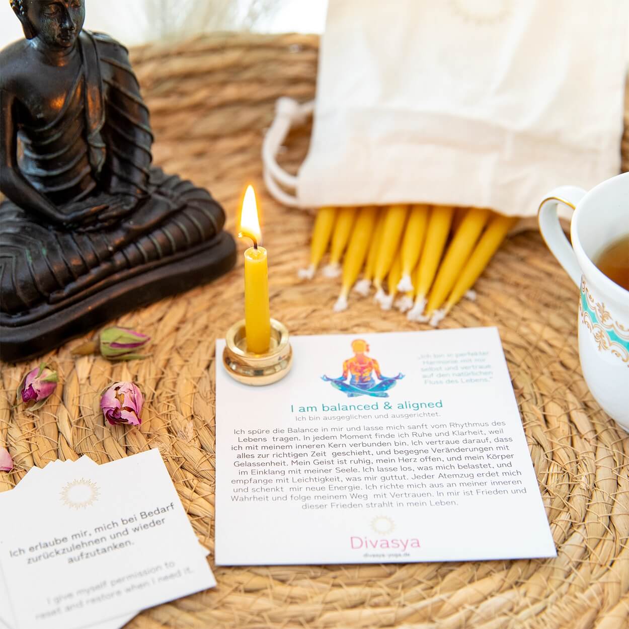 20-Minuten-Kerzen mit Affirmationen – Ritual-Set aus Bienenwachs · Fokus & Mentale Klarheit
