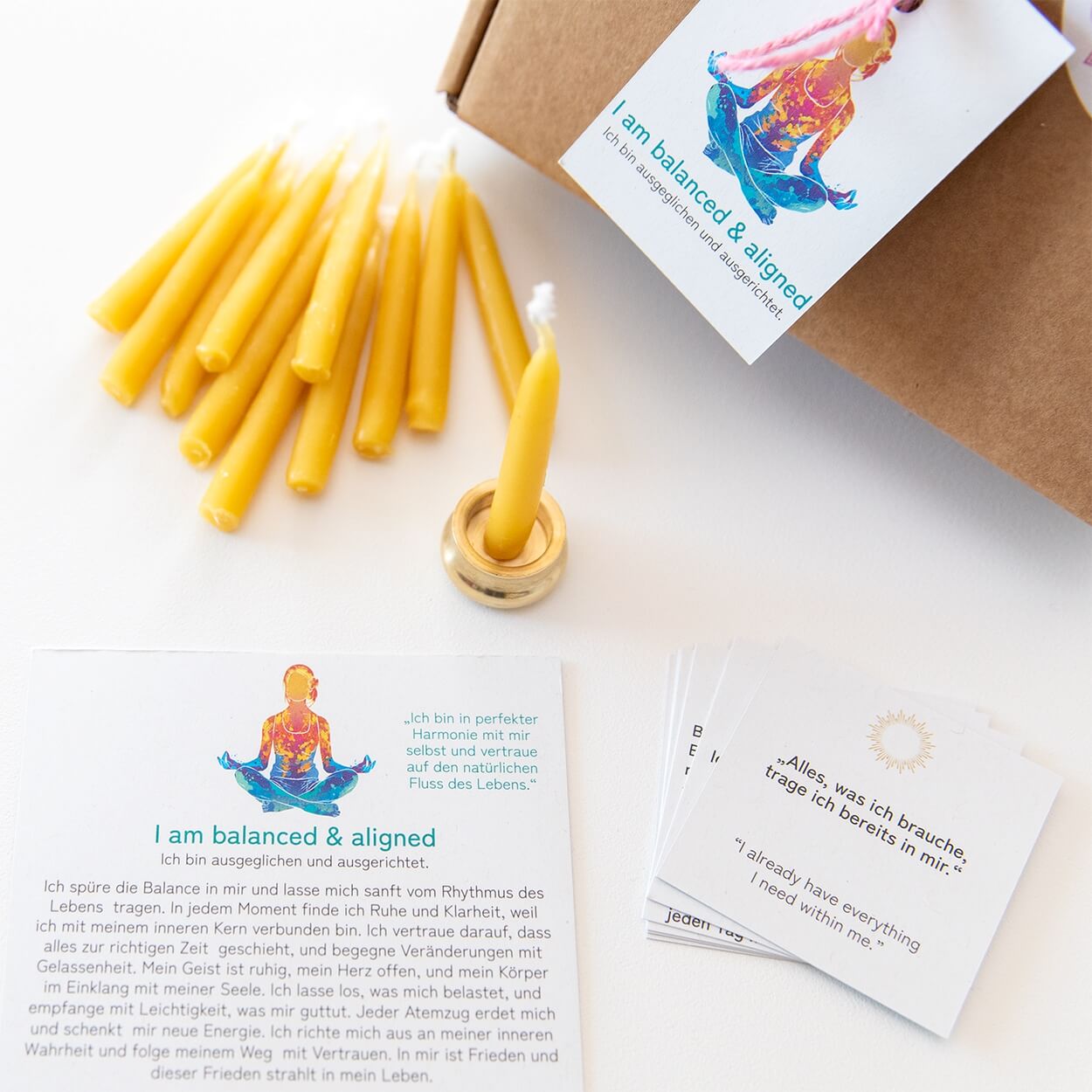 20-Minuten-Kerzen mit Affirmationen – Ritual-Set aus Bienenwachs · Fokus & Mentale Klarheit