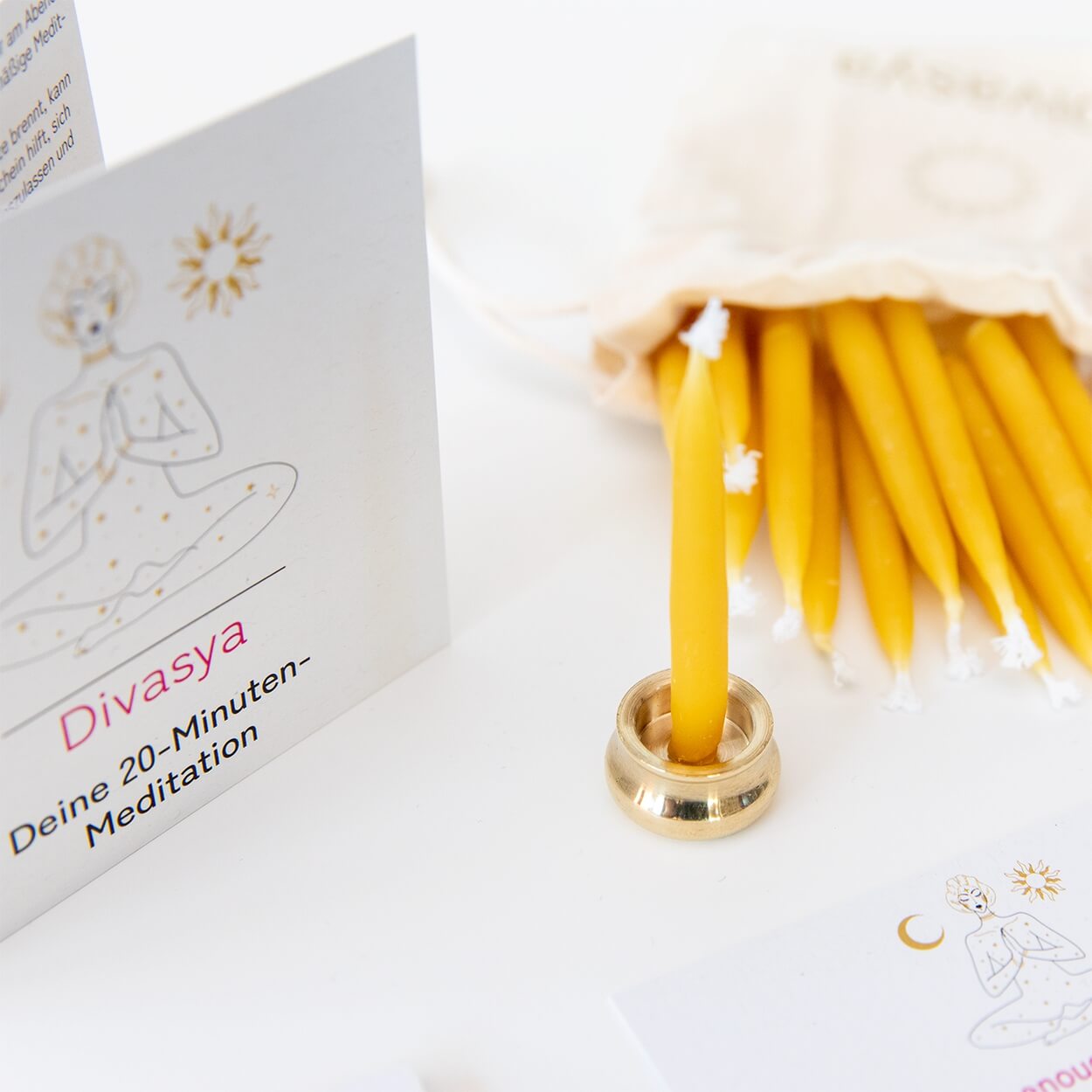 20-Minuten-Kerzen mit Affirmationen – Ritual-Set aus Bienenwachs · Erdung & Innere Stärke