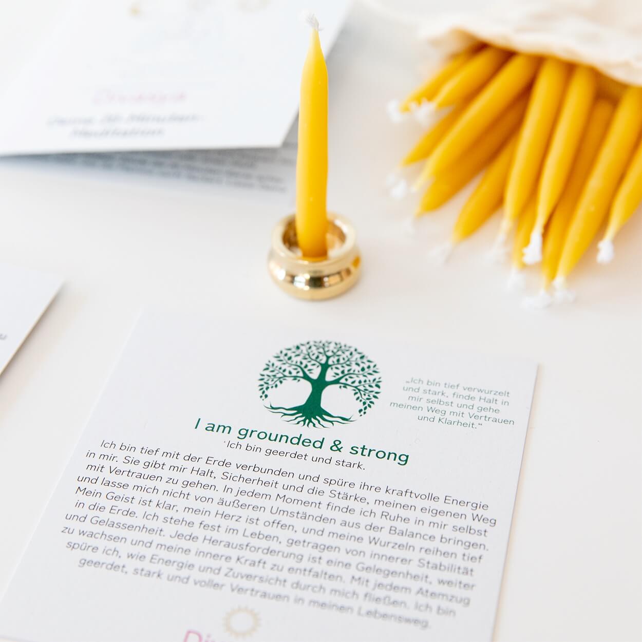 20-Minuten-Kerzen mit Affirmationen – Ritual-Set aus Bienenwachs · Fokus & Mentale Klarheit