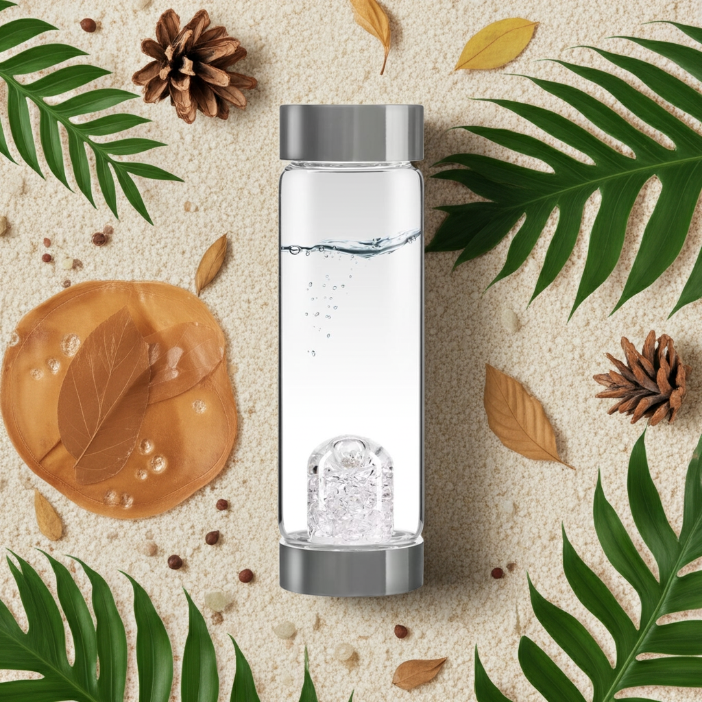 Trinkflasche ViA | DIAMONDS – Diamantsplitter (4 ct.) · Bergkristall (500 ml)