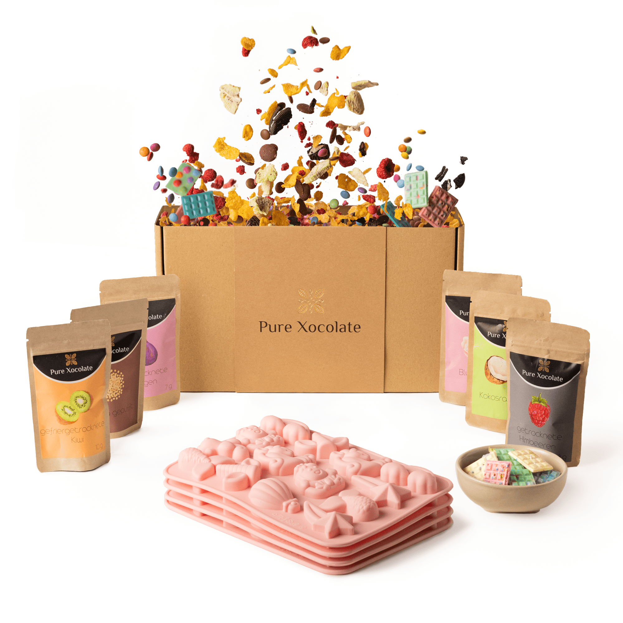 DIY Schokoladen-Set für Kinder – 4er Einhorn-Partyset (mit/ohne Schokolade)