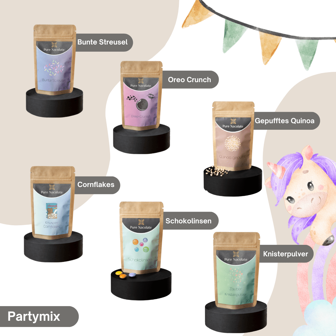 DIY Schokoladen-Set für Kinder – 4er Einhorn-Partyset (mit/ohne Schokolade)