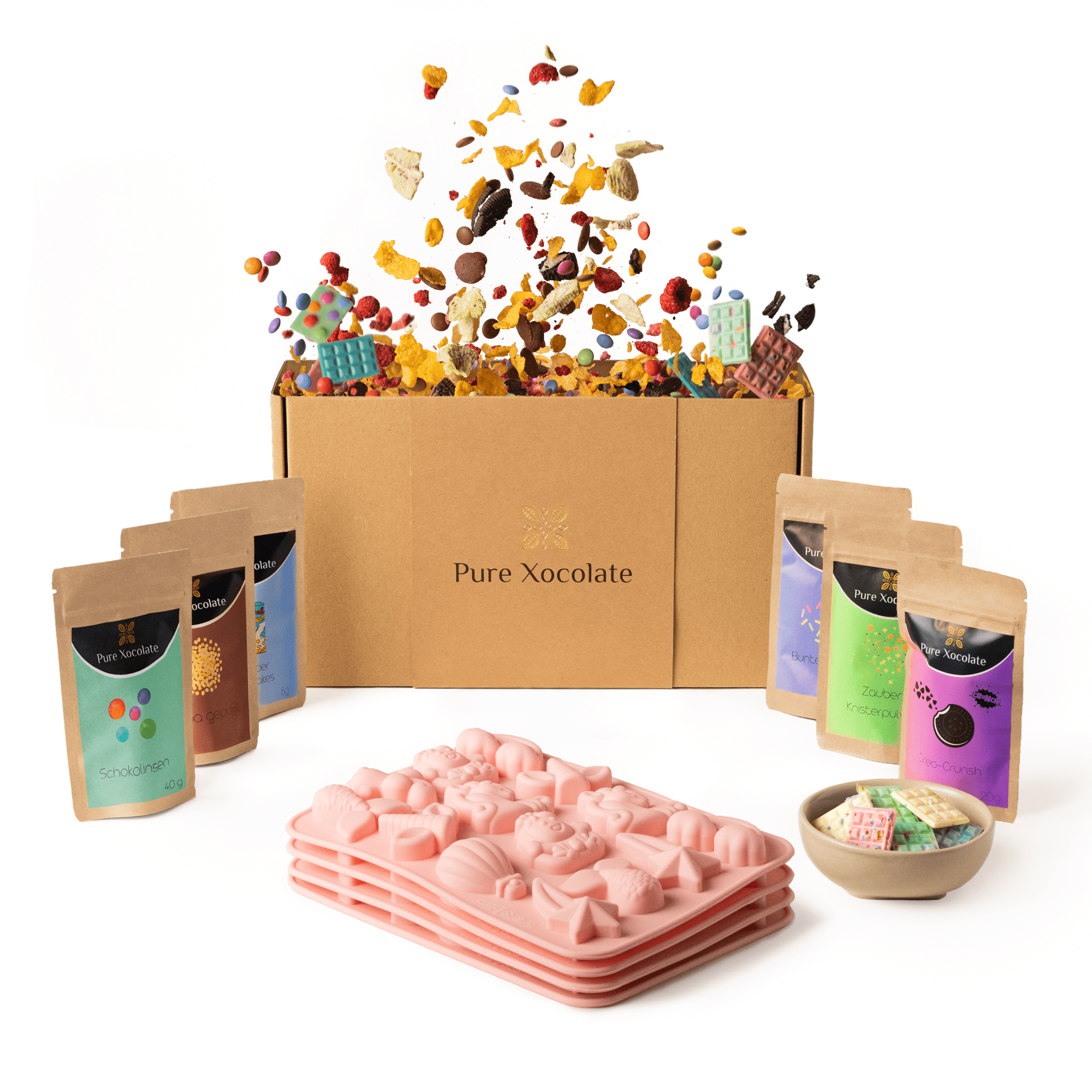 DIY Schokoladen-Set für Kinder – 4er Einhorn-Partyset (mit/ohne Schokolade)