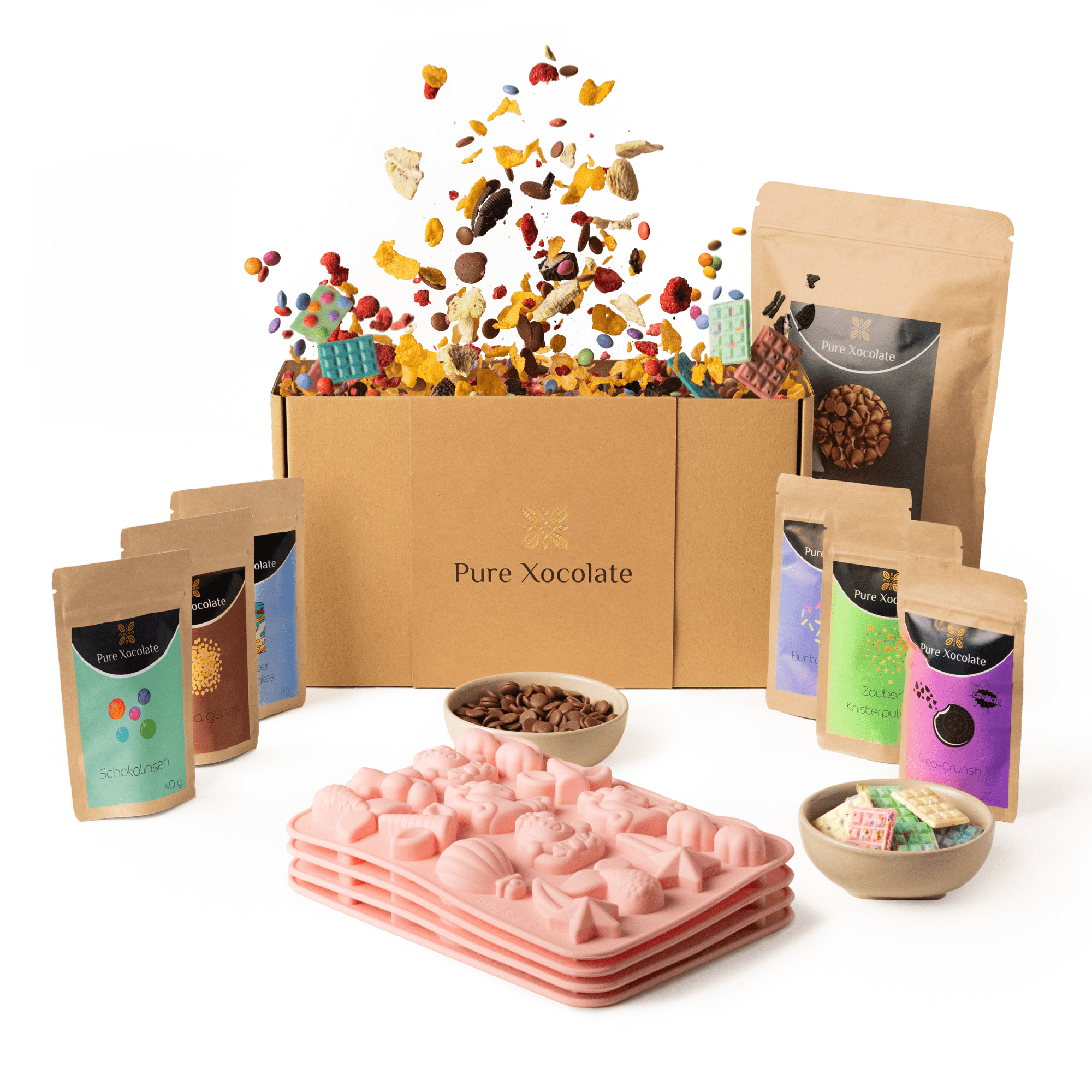 DIY Schokoladen-Set für Kinder – 4er Einhorn-Partyset (mit/ohne Schokolade)