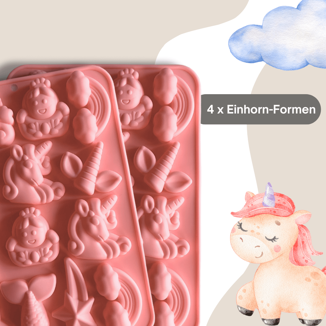 DIY Schokoladen-Set für Kinder – 4er Einhorn-Partyset (mit/ohne Schokolade)