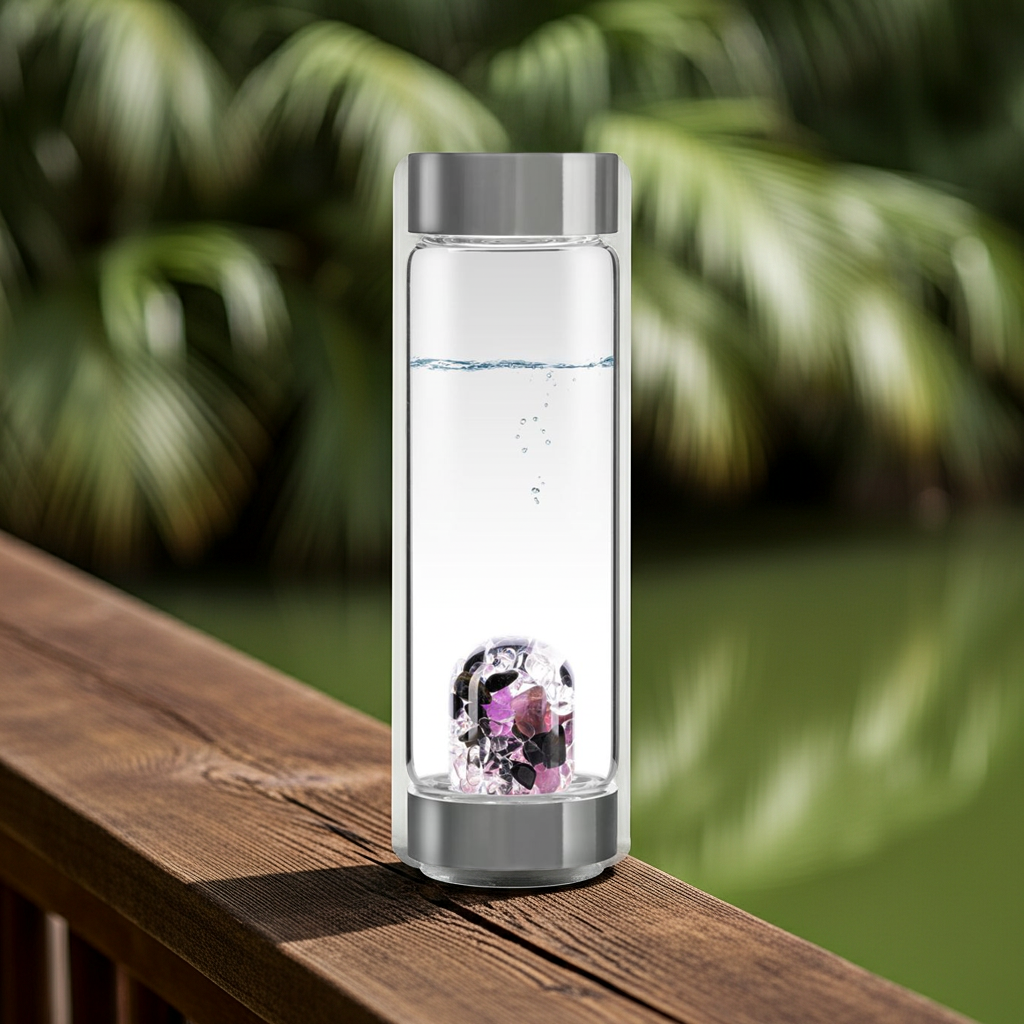 Trinkflasche ViA | GUARDIAN – Schwarzer Turmalin · Amethyst · Bergkristall (500 ml)
