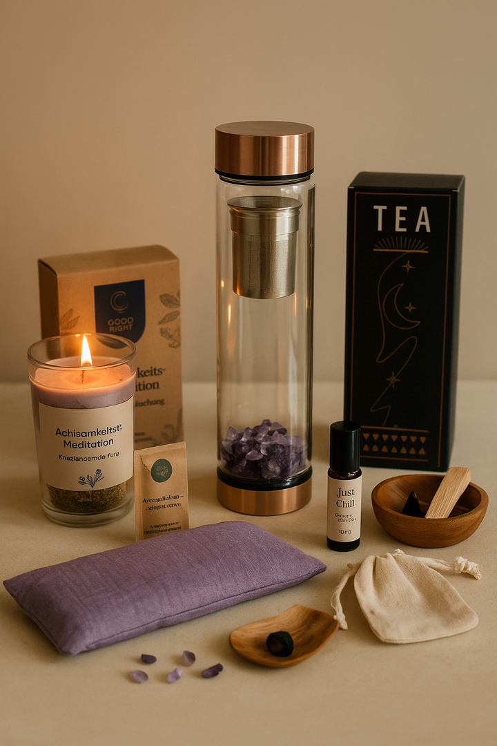 Deep Calm Ritual Box – Tee, Kristallflasche & Selfcare Essentials für innere Ruhe (8-teilig)