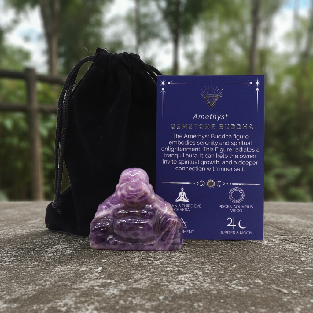 Edelsteinfigur „Großer Buddha“ – Amethyst (ca. 50×40×20 mm)