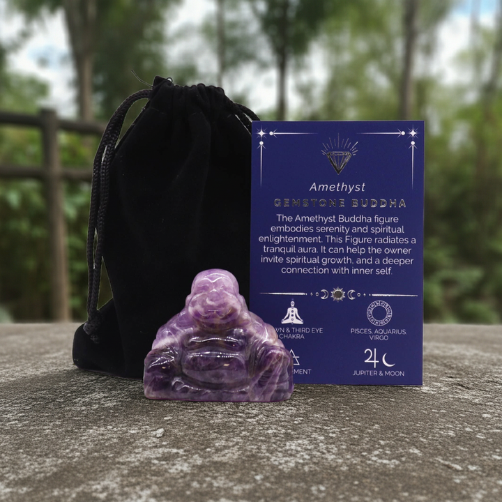 Edelsteinfigur „Großer Buddha“ – Amethyst (ca. 50×40×20 mm)