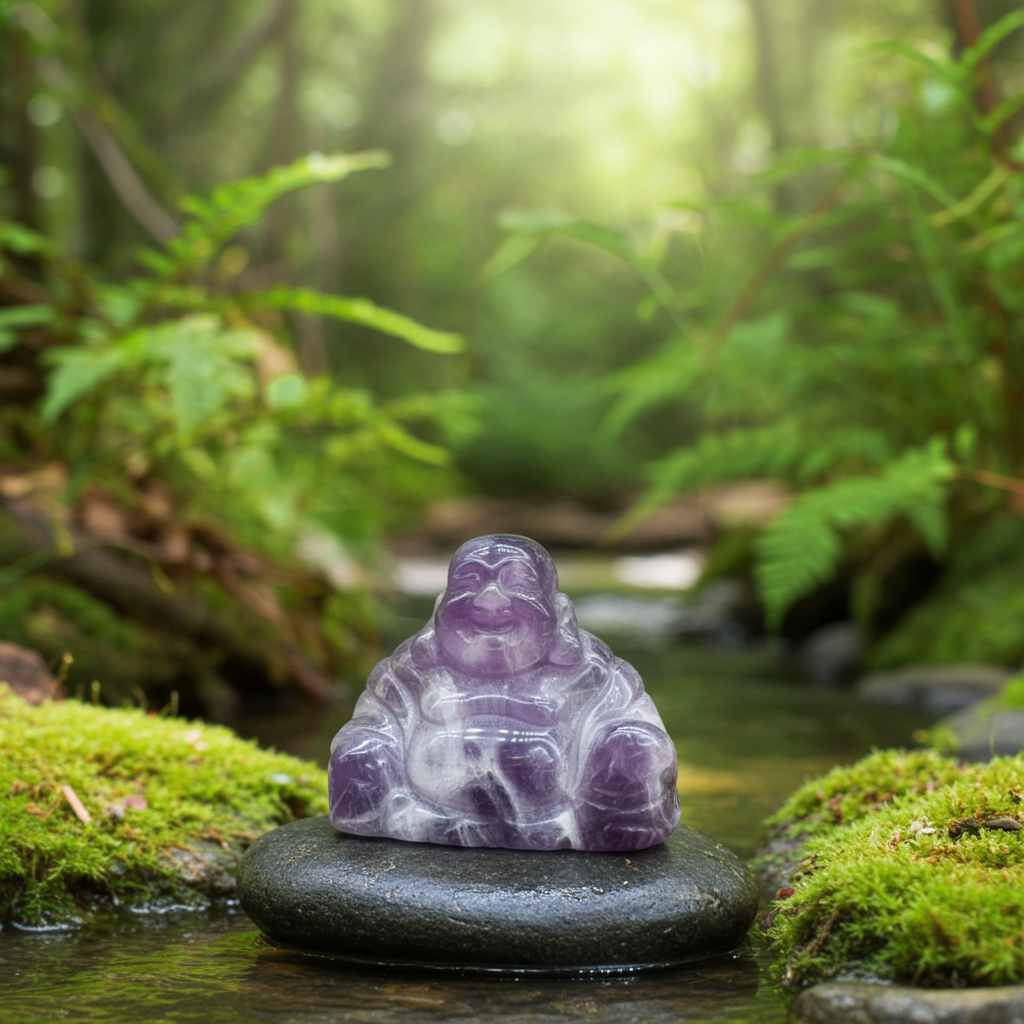 Edelsteinfigur „Großer Buddha“ – Amethyst (ca. 50×40×20 mm)