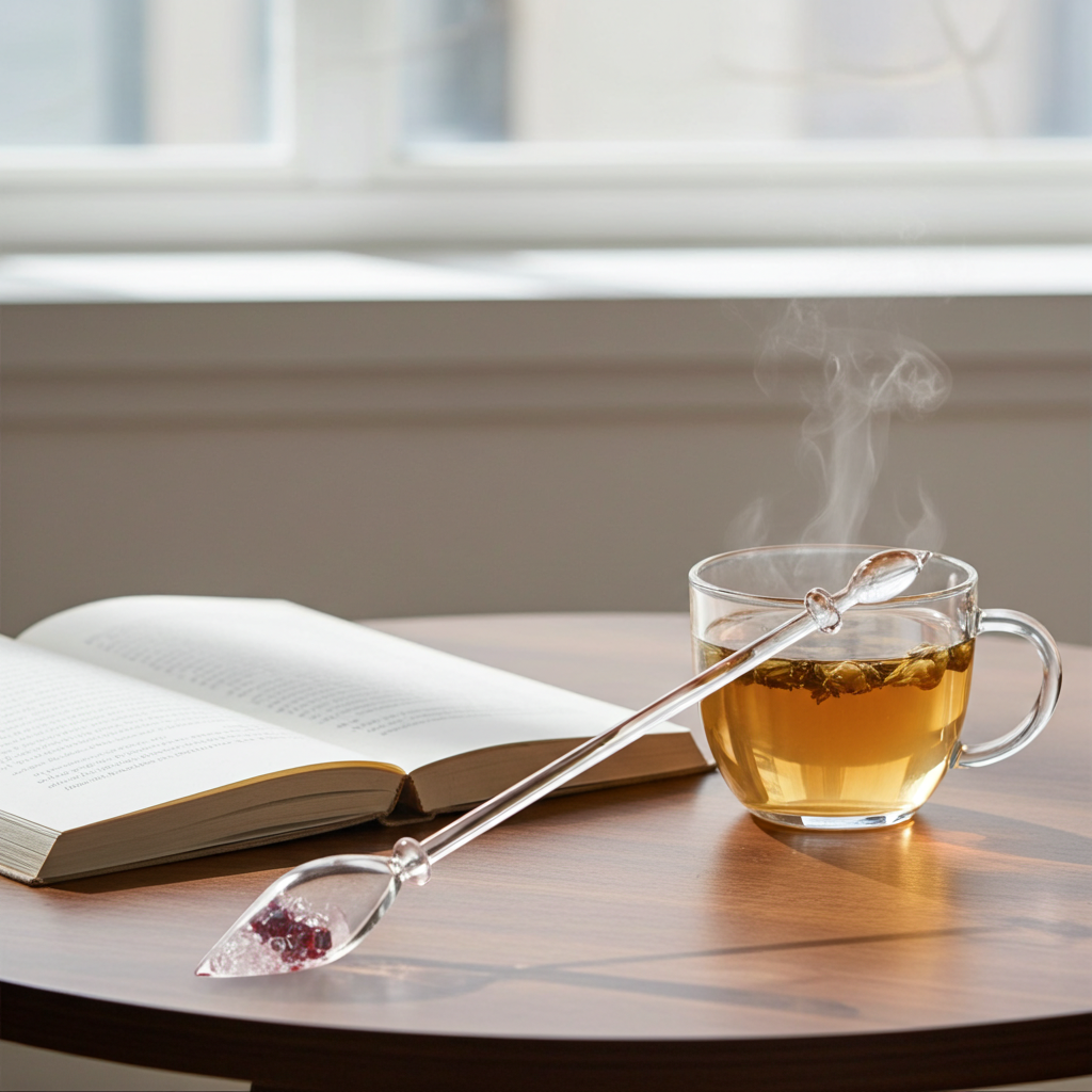 Edelsteinstab | LOVE (Rosenquarz – Granat – Bergkristall)