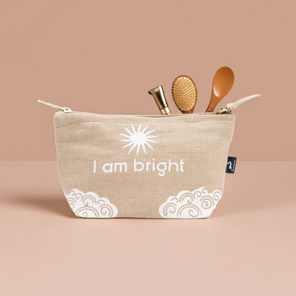 Hop Hare Beutel „I am bright“ – nachhaltiger Juco-Beutel (19 × 12 × 4,5 cm)