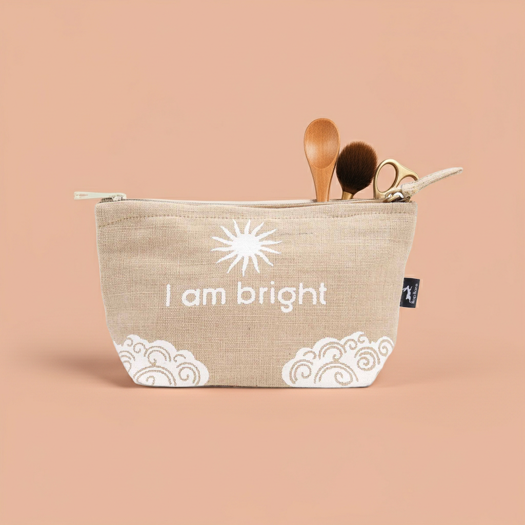 Hop Hare Beutel „I am bright“ – nachhaltiger Juco-Beutel (19 × 12 × 4,5 cm)