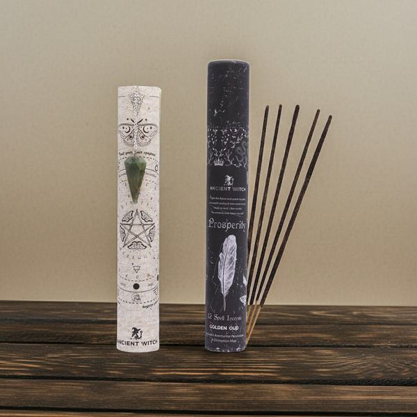 Uralter Hexenzauber – Räucherwerk „Wohlstand“ mit Aventurin-Pendel