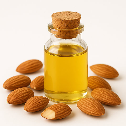 Mandelöl umringt von Mandeln
