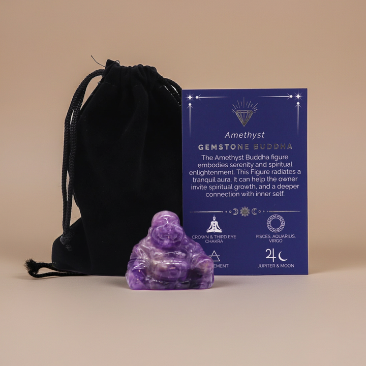 1x Gemstone Small Buddha – Amethyst 35x40x23mm