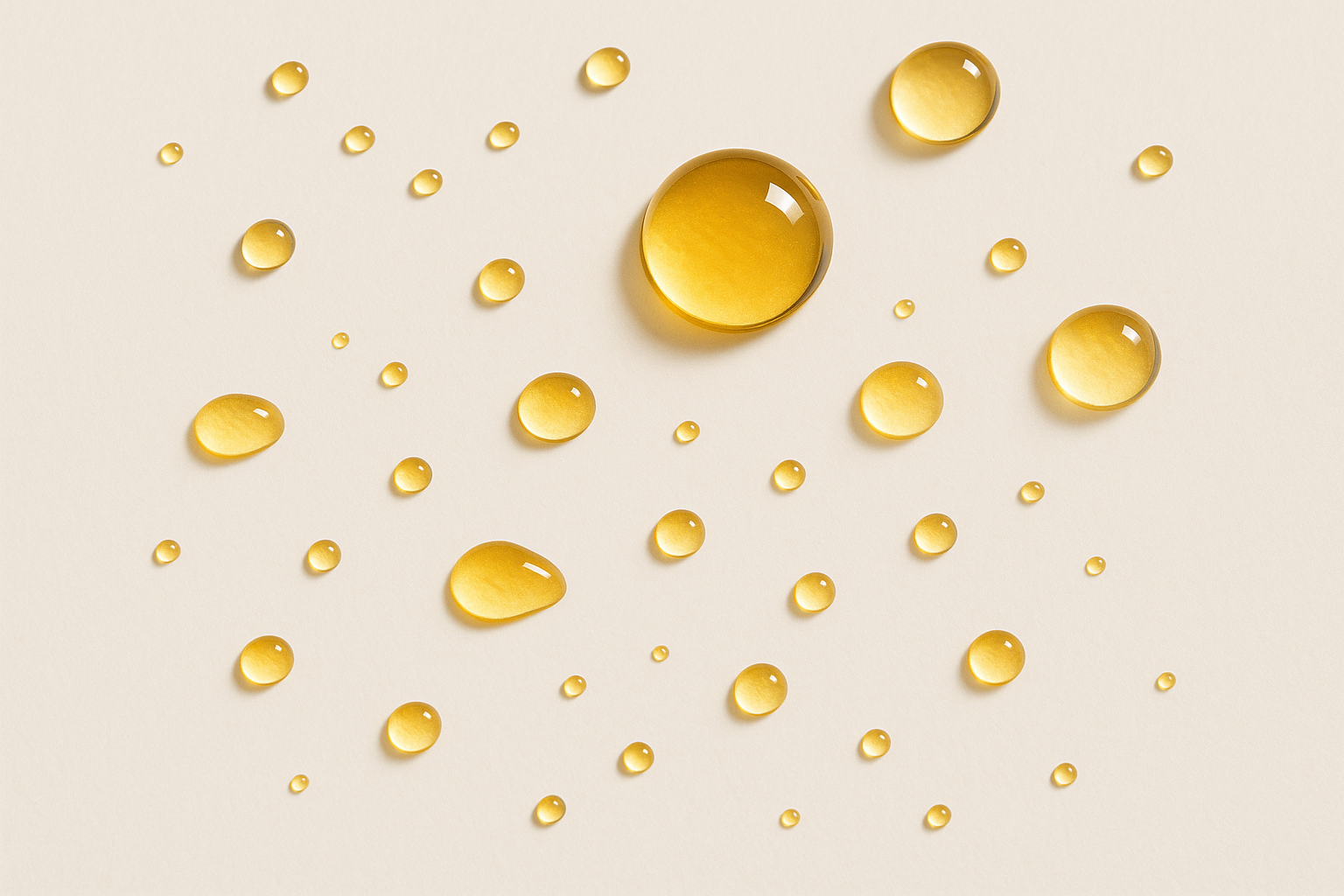 Squalan Öl Tropfen auf heller Oberfläche – ultraleichtes, nicht-komedogenes Wirkstofföl für DIY-Kosmetik und Hautpflege