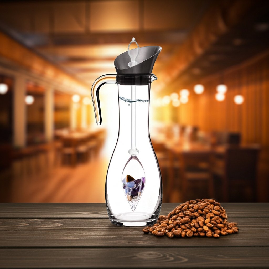 Karaffe era Set | SPIRIT OF LIFE (Amethyst · Chalcedon · Versteinertes Holz · Ozean-Jaspis · Bergkristall)