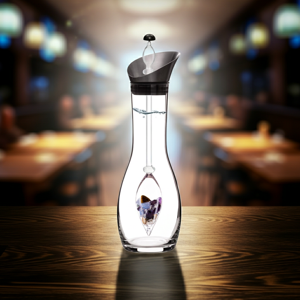 Karaffe era Set | SPIRIT OF LIFE (Amethyst · Chalcedon · Versteinertes Holz · Ozean-Jaspis · Bergkristall)