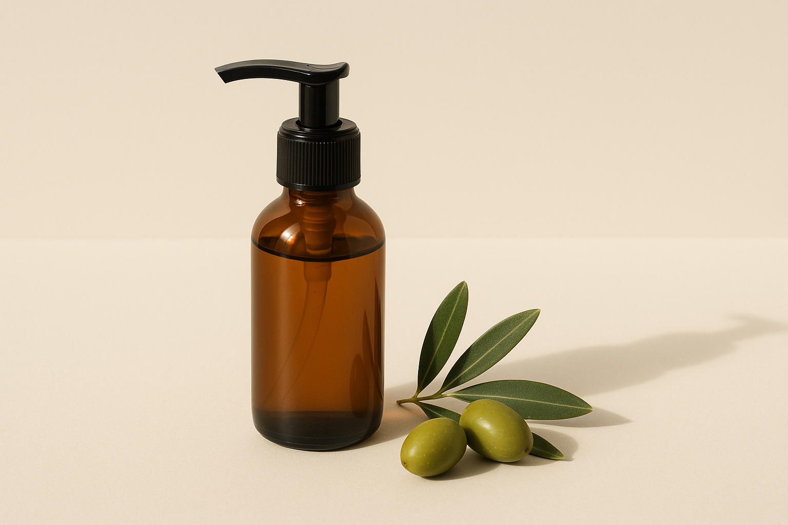 Braunglasflasche mit Squalan Öl (100 ml), leichtes, transparentes Pflegeöl auf Olivenbasis – ideal für Gesicht und Körper