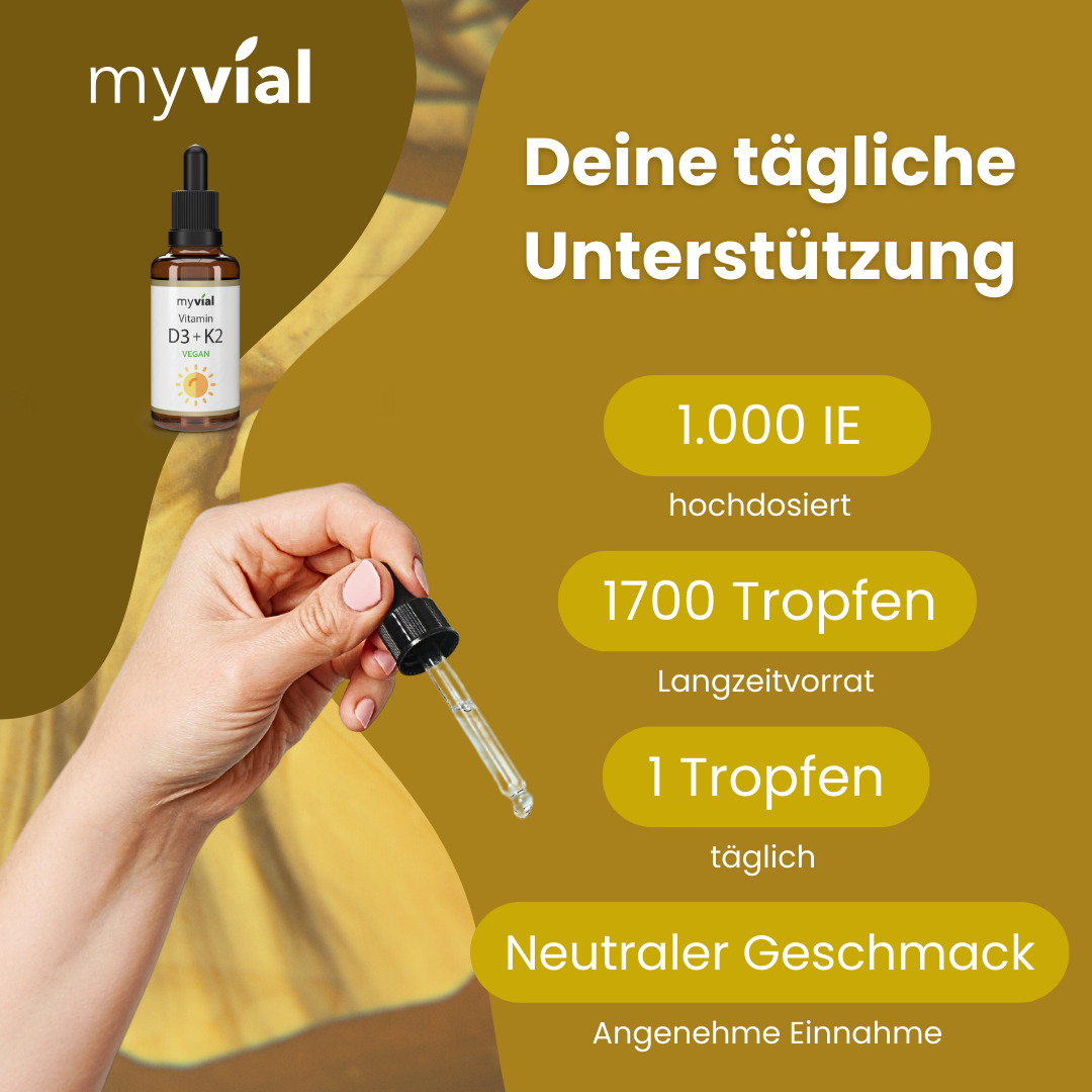 Vitamin D3 + K2 Tropfen (vegan) – Knochen, Muskeln & Immunsystem