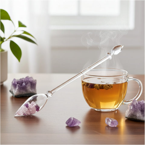 Edelsteinstab | WELLNESS - Ruhe, Herz & Klarheit (Amethyst – Rosenquarz – Bergkristall)