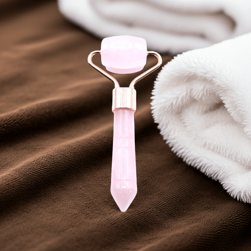 Edelstein Mini Roller – Rosenquarz  - Sanfte Gesichtsmassage & Selfcare Tool