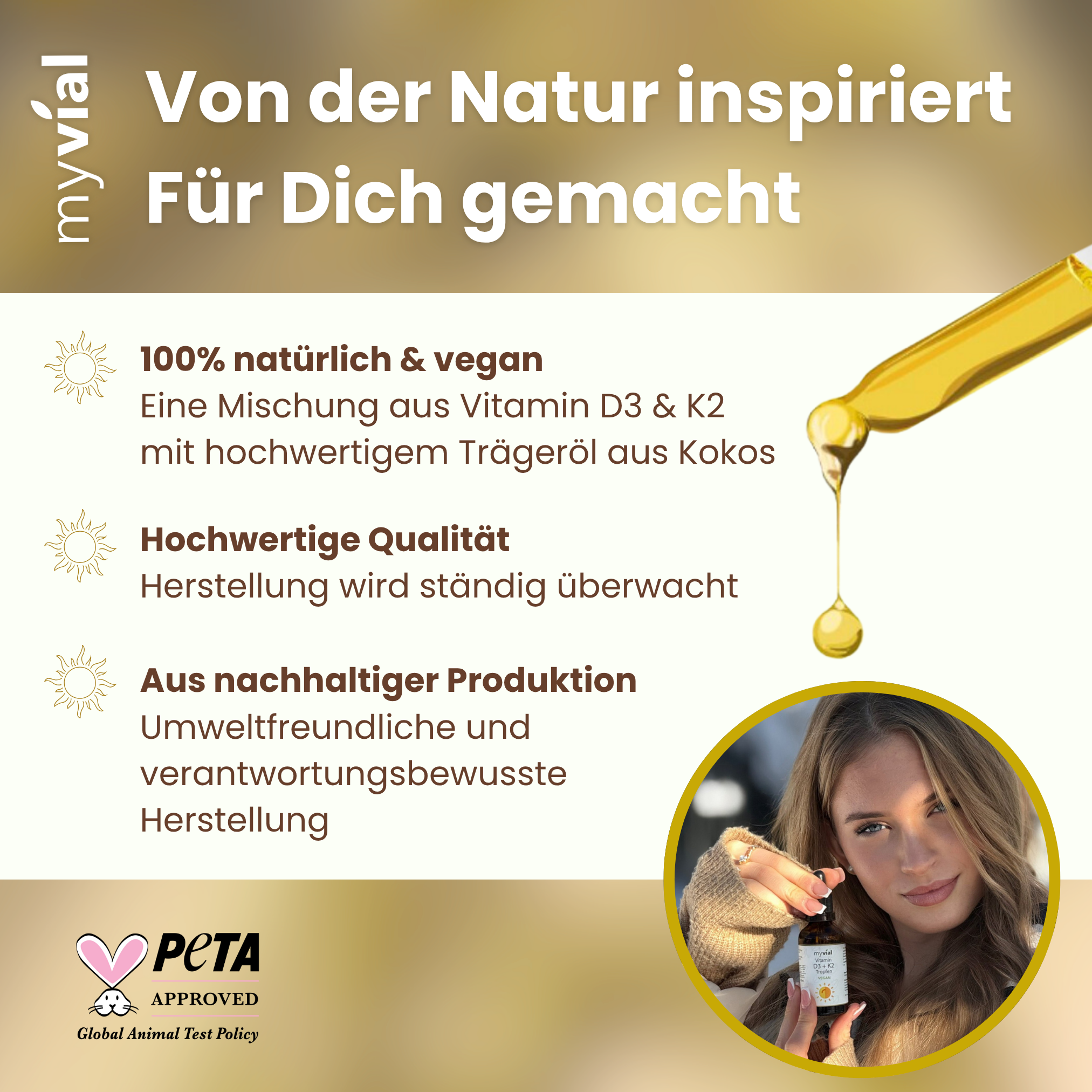 Vitamin D3 + K2 Tropfen (vegan) – Knochen, Muskeln & Immunsystem