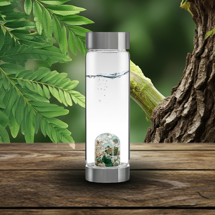 Trinkflasche ViA | FOREVER YOUNG – Aquamarin · Aventurin · Rauchquarz · Bergkristall (500 ml)