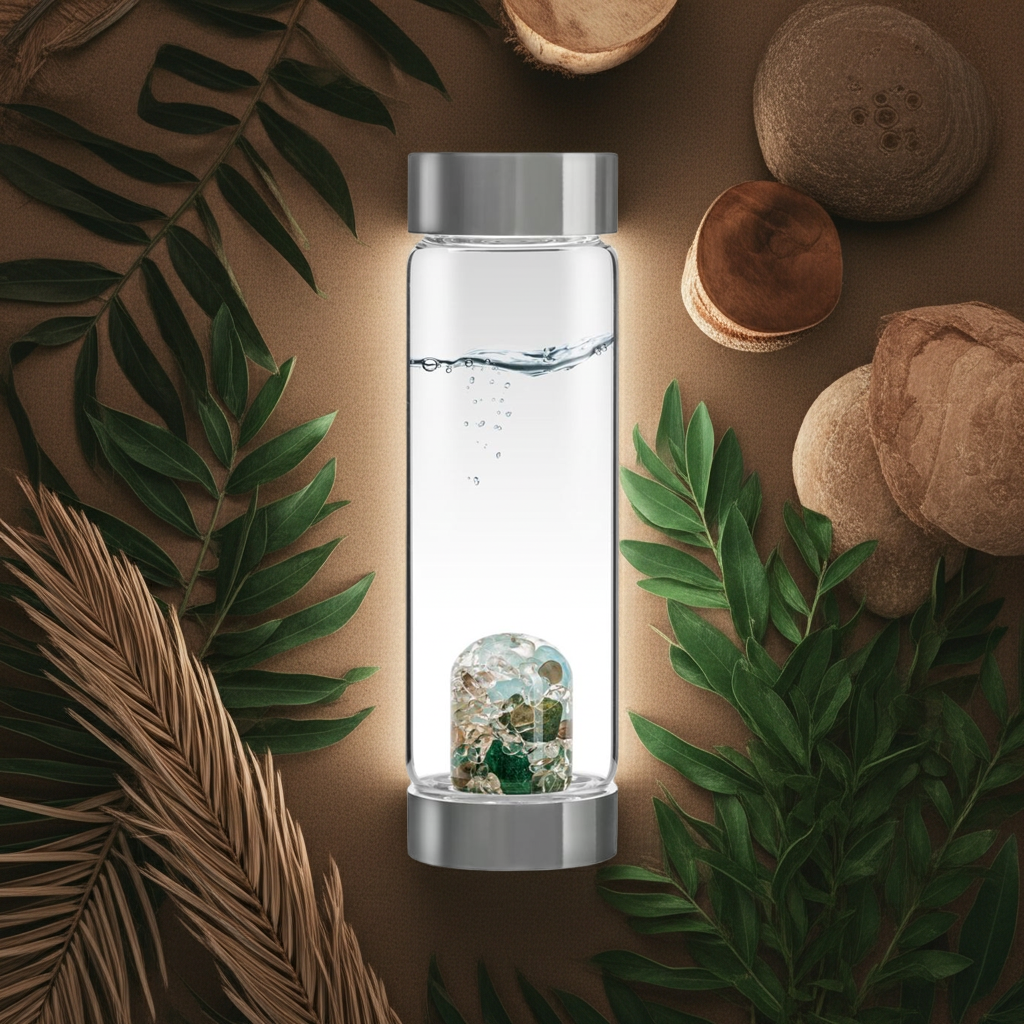 Trinkflasche ViA | FOREVER YOUNG – Aquamarin · Aventurin · Rauchquarz · Bergkristall (500 ml)