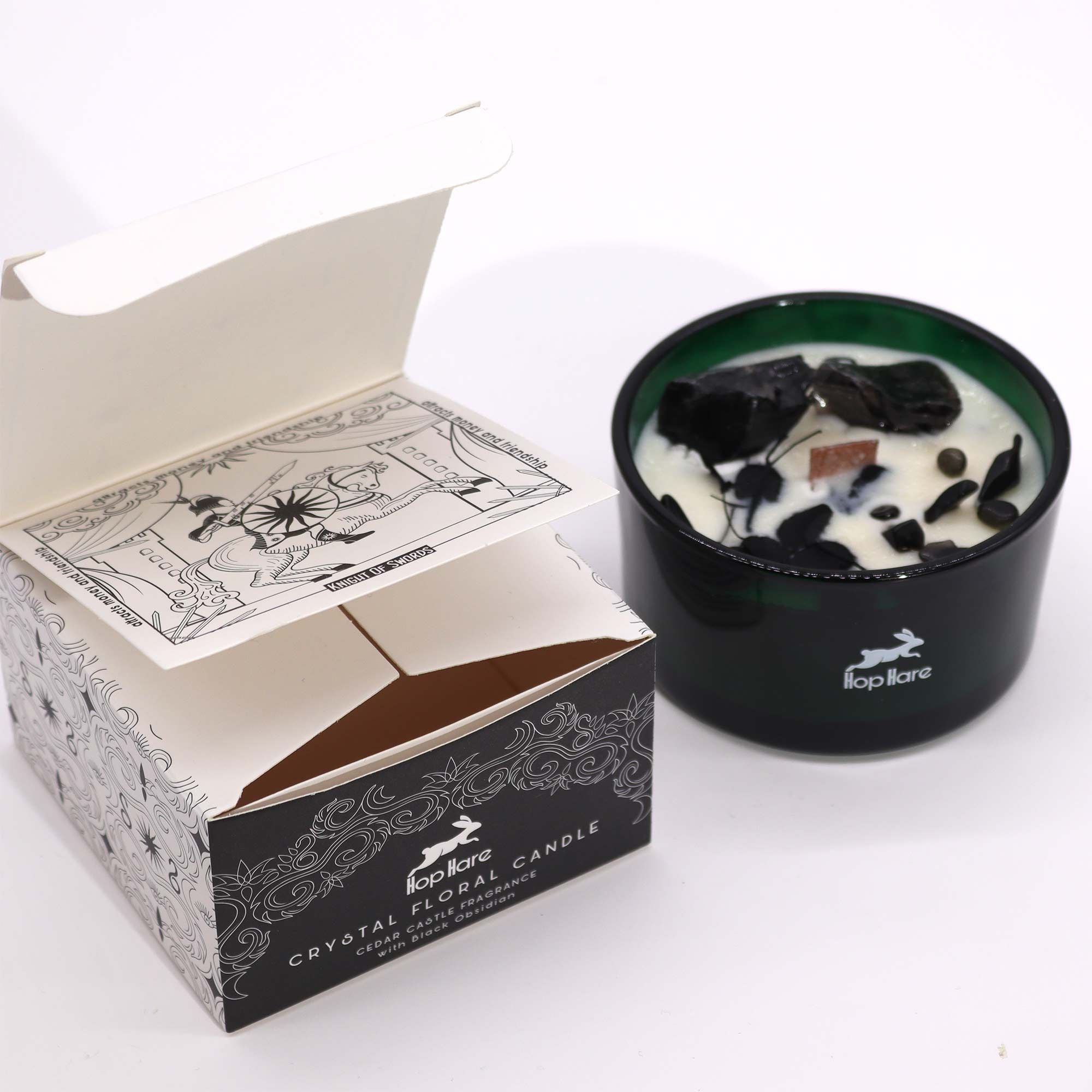 Hop Hare Kristall Magische Blume Kerze - Der König der Schwerter – 330 g
