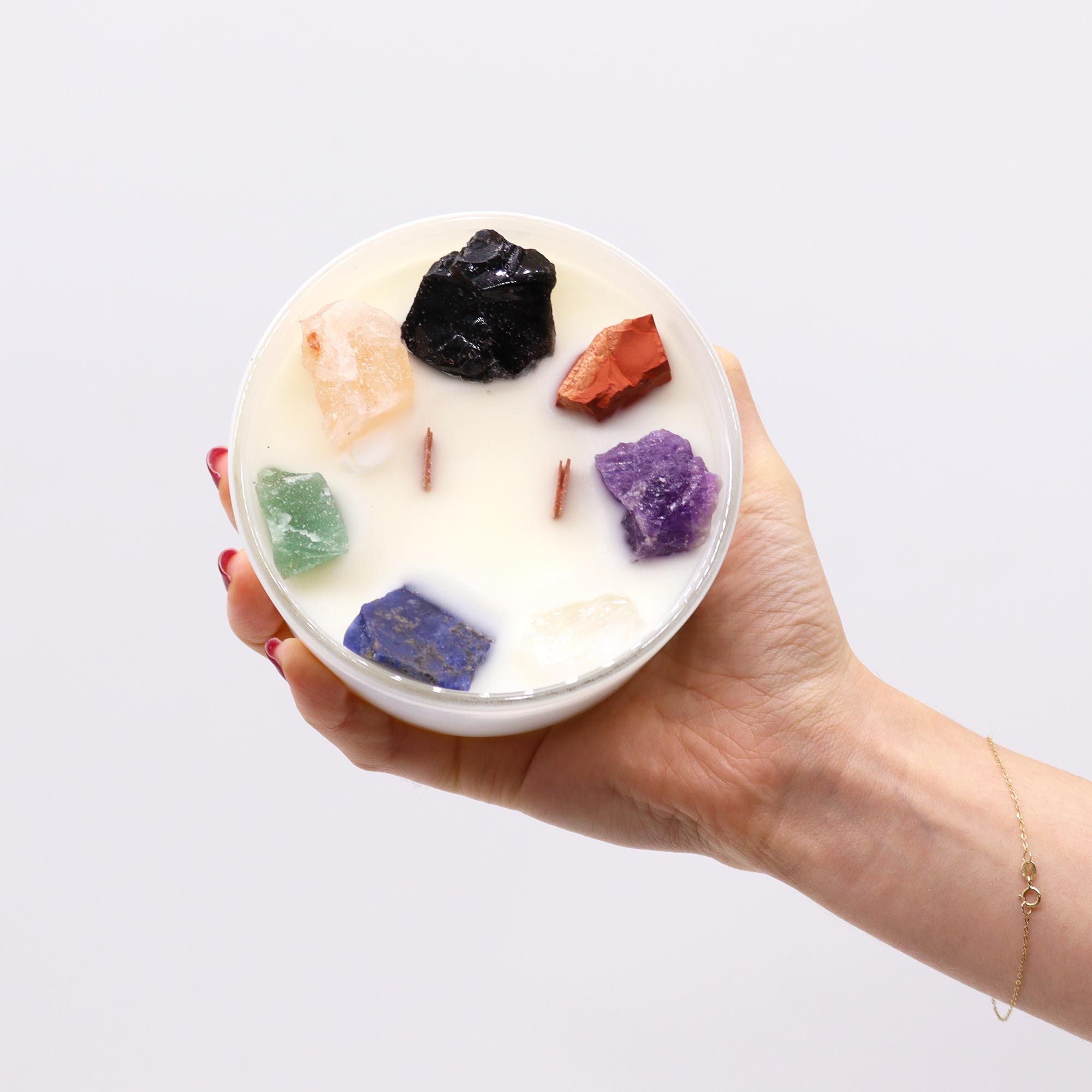 Große Chakra Kristallkerze – Sieben Chakra, 640 g