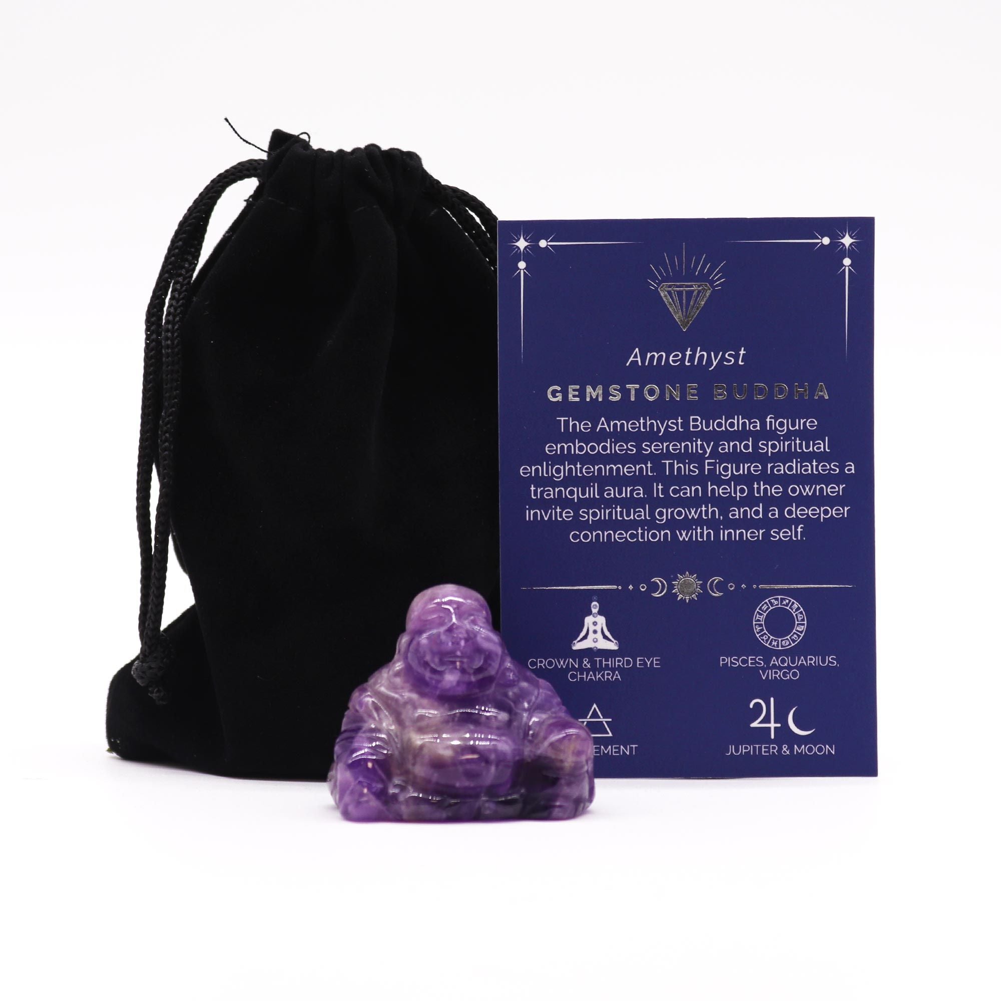 1x Gemstone Small Buddha – Amethyst 35x40x23mm