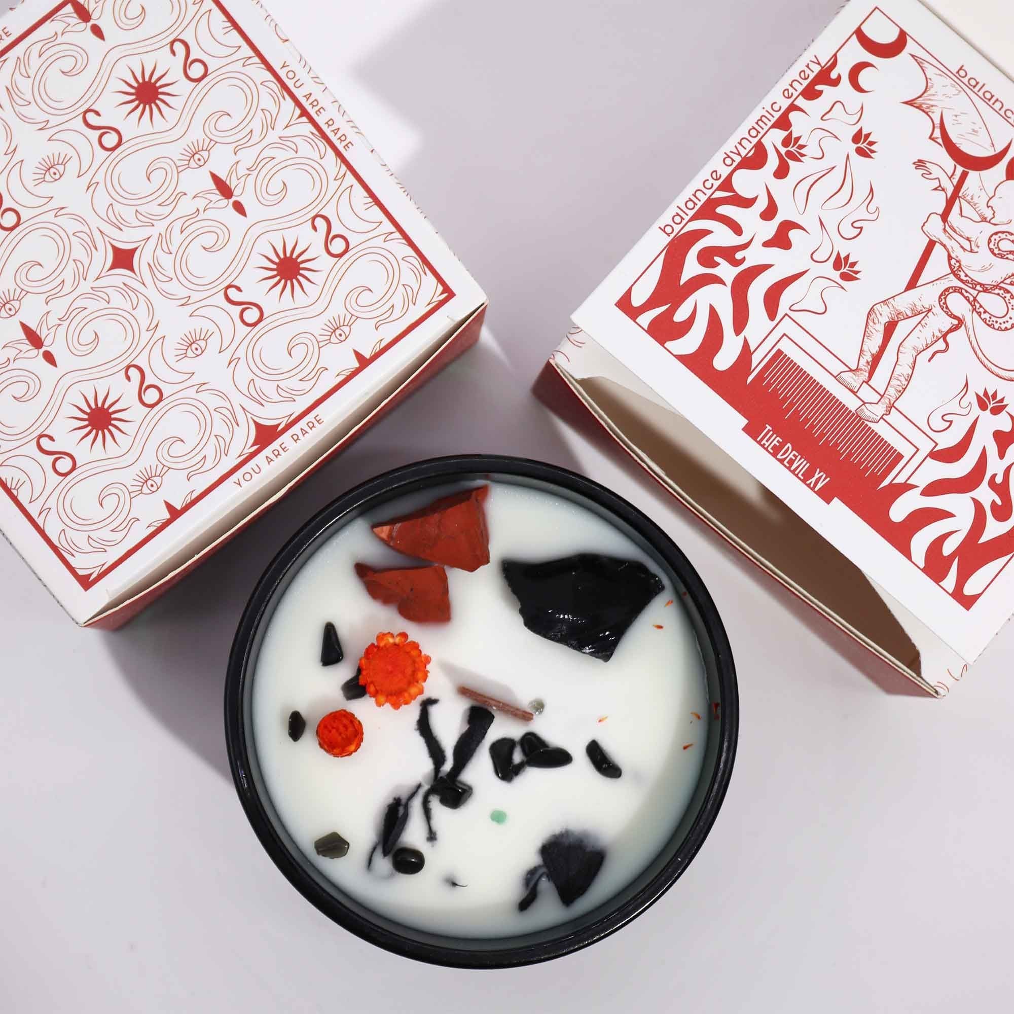 Hop Hare Kristall Magische Blume Kerze – Der Teufel - 330 g