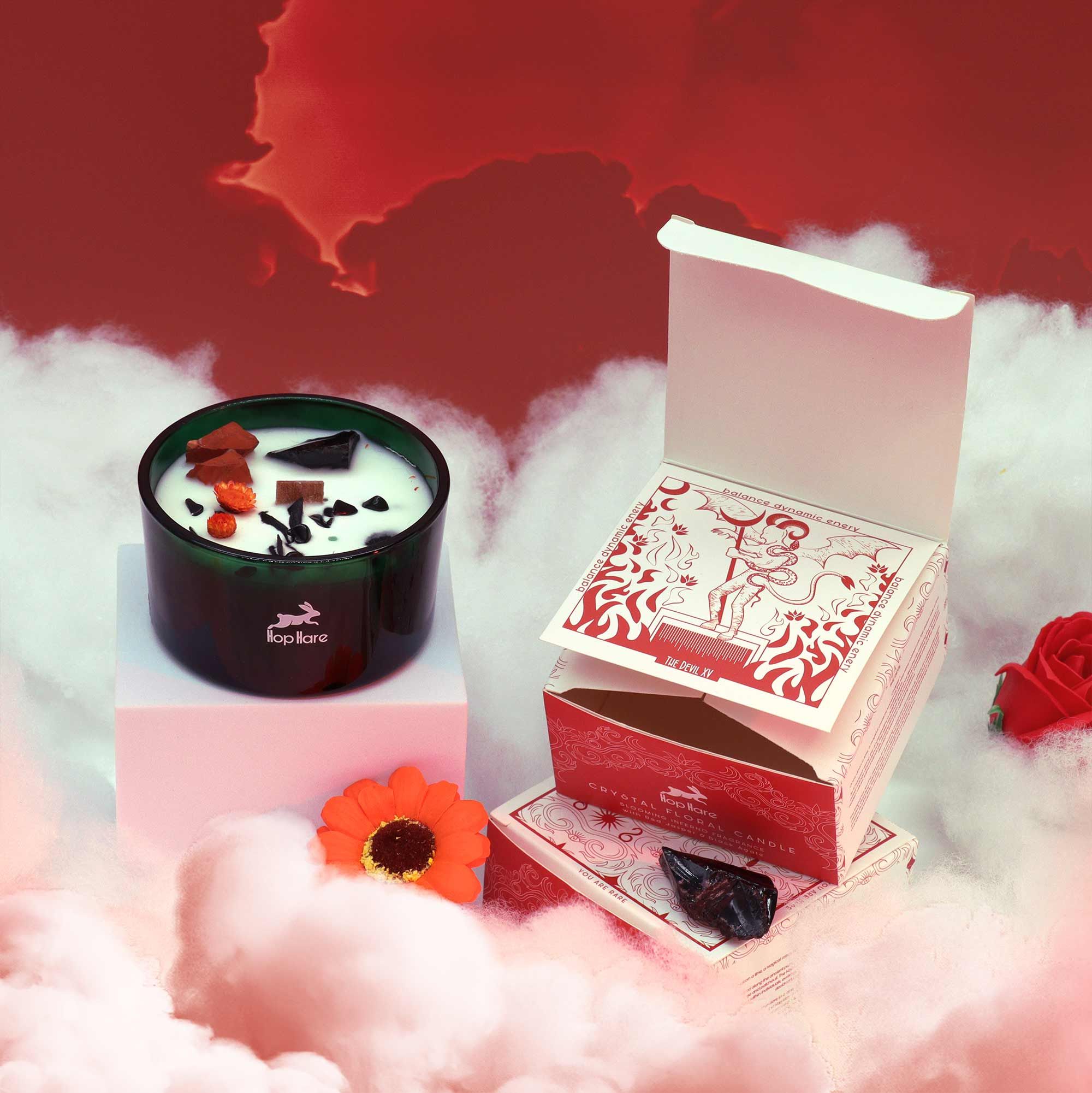 Hop Hare Kristall Magische Blume Kerze – Der Teufel - 330 g