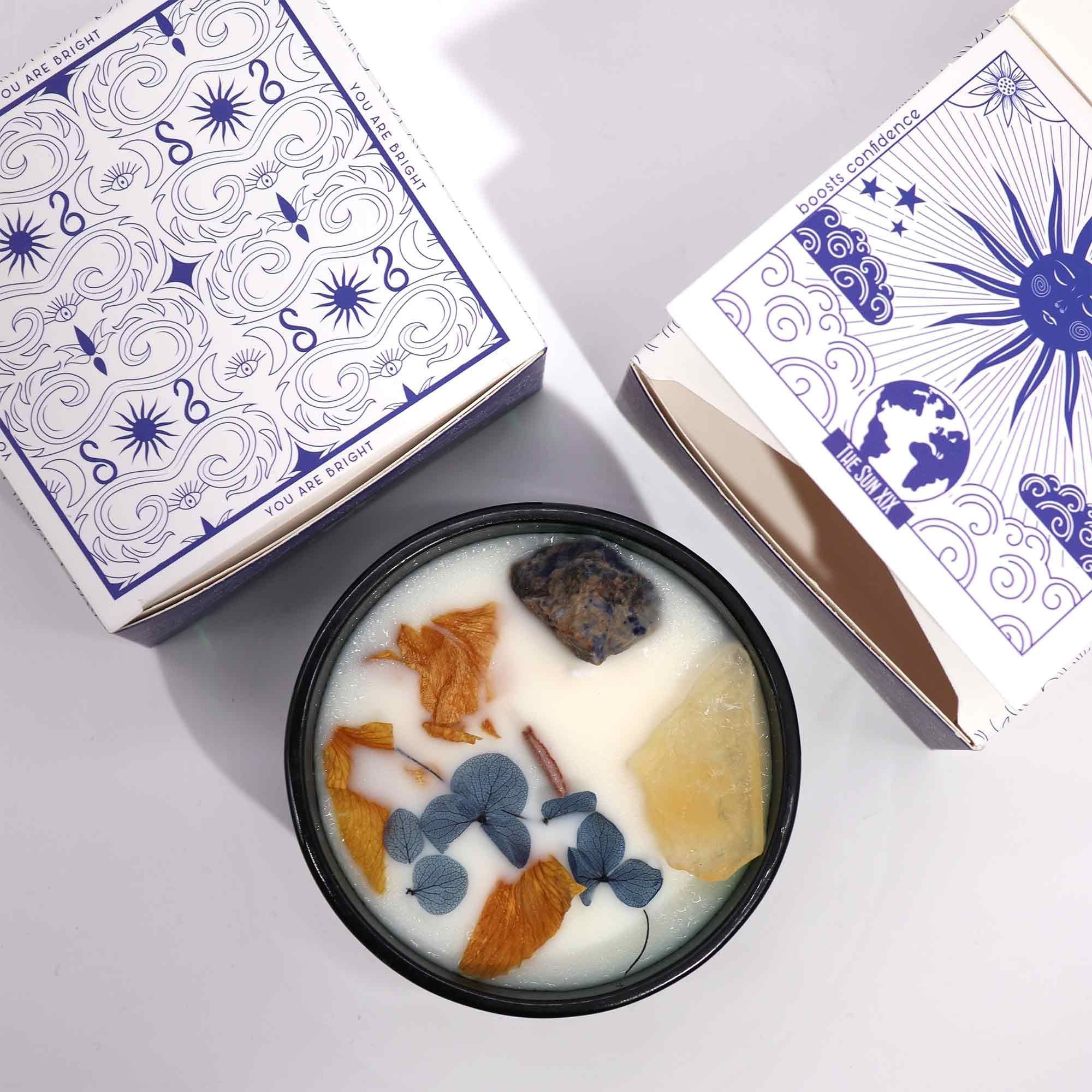 Hop Hare Kristall Magische Blume Kerze – Die Sonne, 330 g