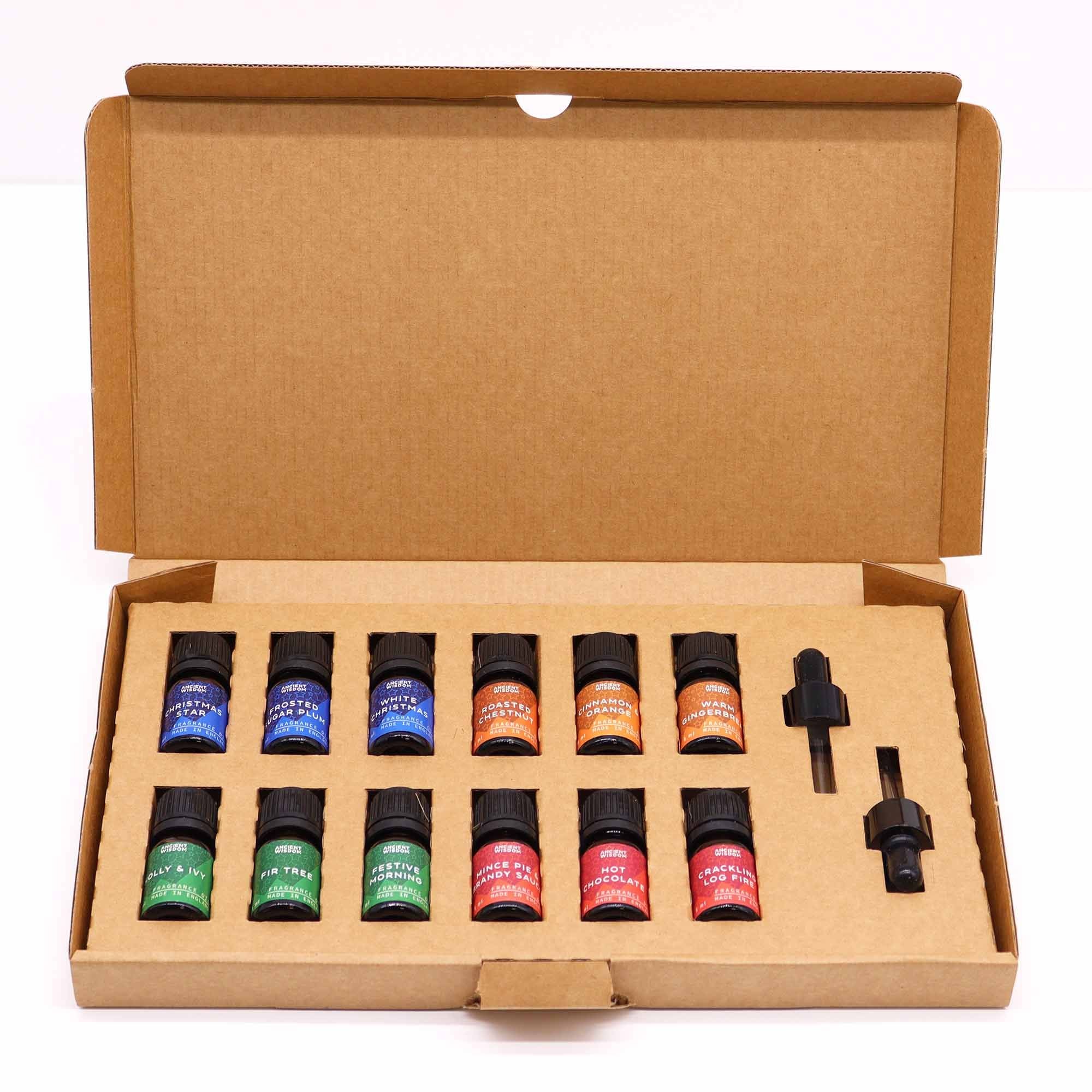Festive Delights Fragrance Oils – 12er Weihnachtsduft-Set (à 5 ml) - Duftöle für Winter, Feiertage & gemütliche Rituale