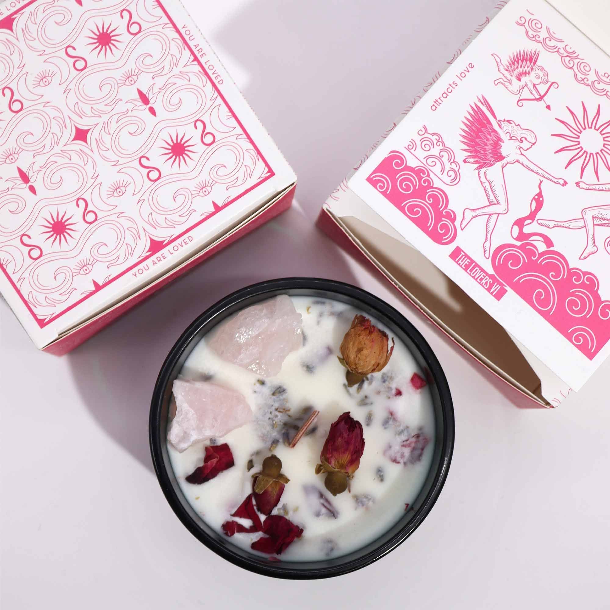 Hop Hare Kristall Magische Blume Kerze – Die Liebenden, 330 g