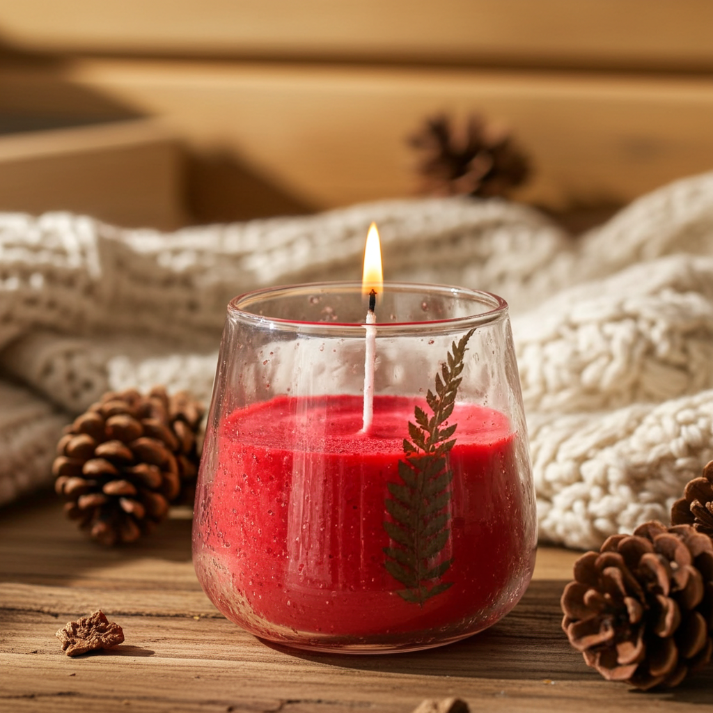 Botanical Kerzenritual-Set „Pino“ – Kerzenpulver Red + Blumenglas-Schale aus recyceltem Glas