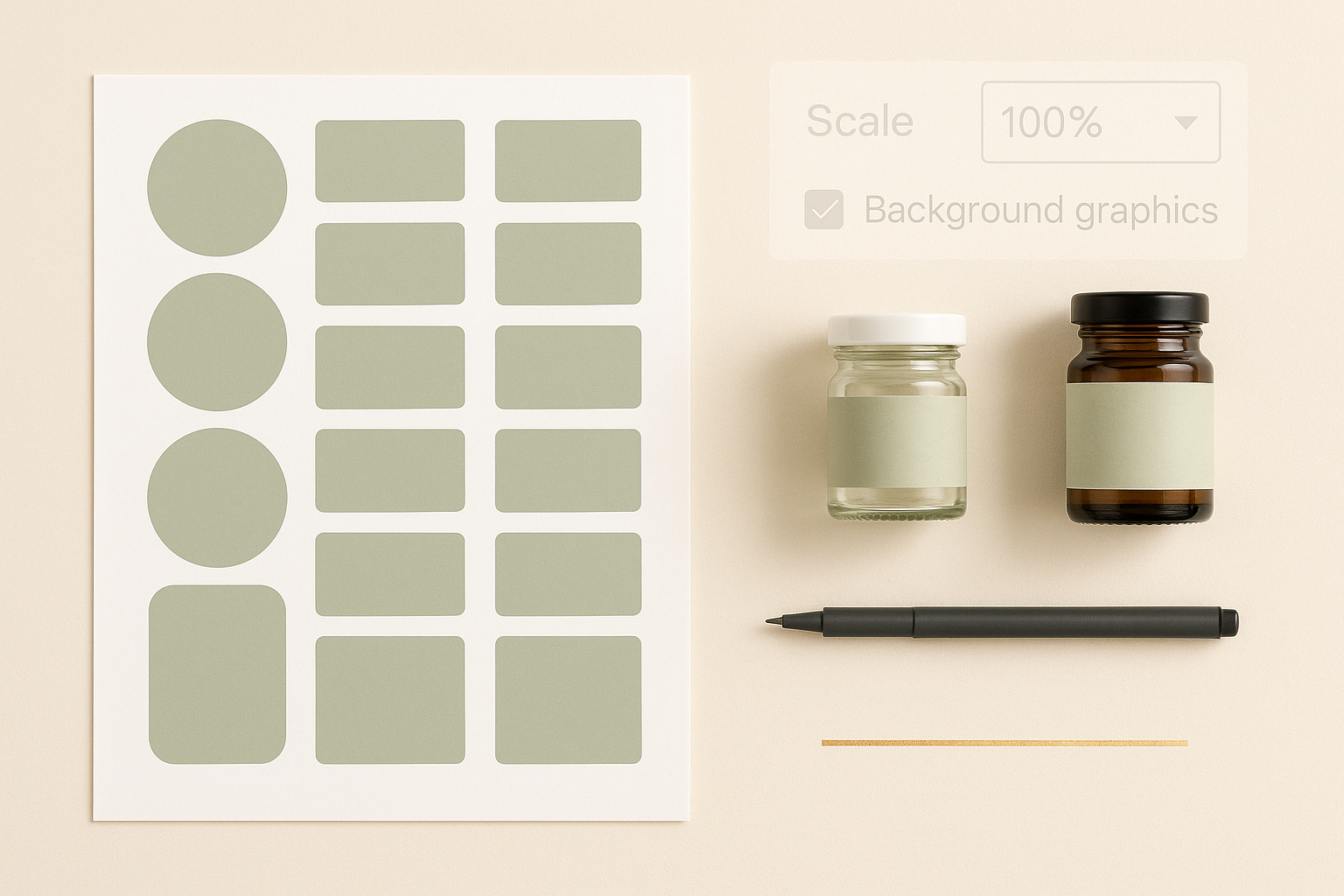 Etiketten-Generator für DIY-Kosmetik – 50×35 mm & 50×70 mm Labels zum Ausfüllen und in 100 % drucken (A4-Etikettenbögen)