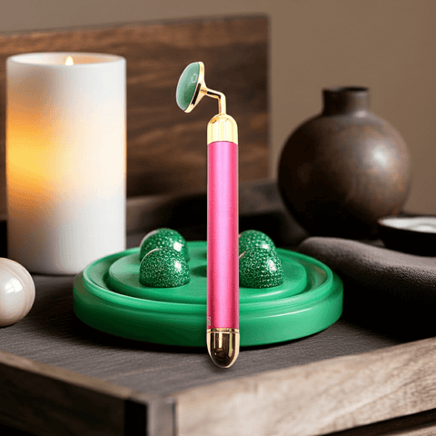 Edelstein Vibrationskissen – Jade • Sanfte Mikromassage & Glow