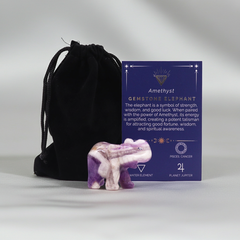 Amethyst Glückselefant – Edelsteinfigur 50×35×25mm | Ruhe & Schutz