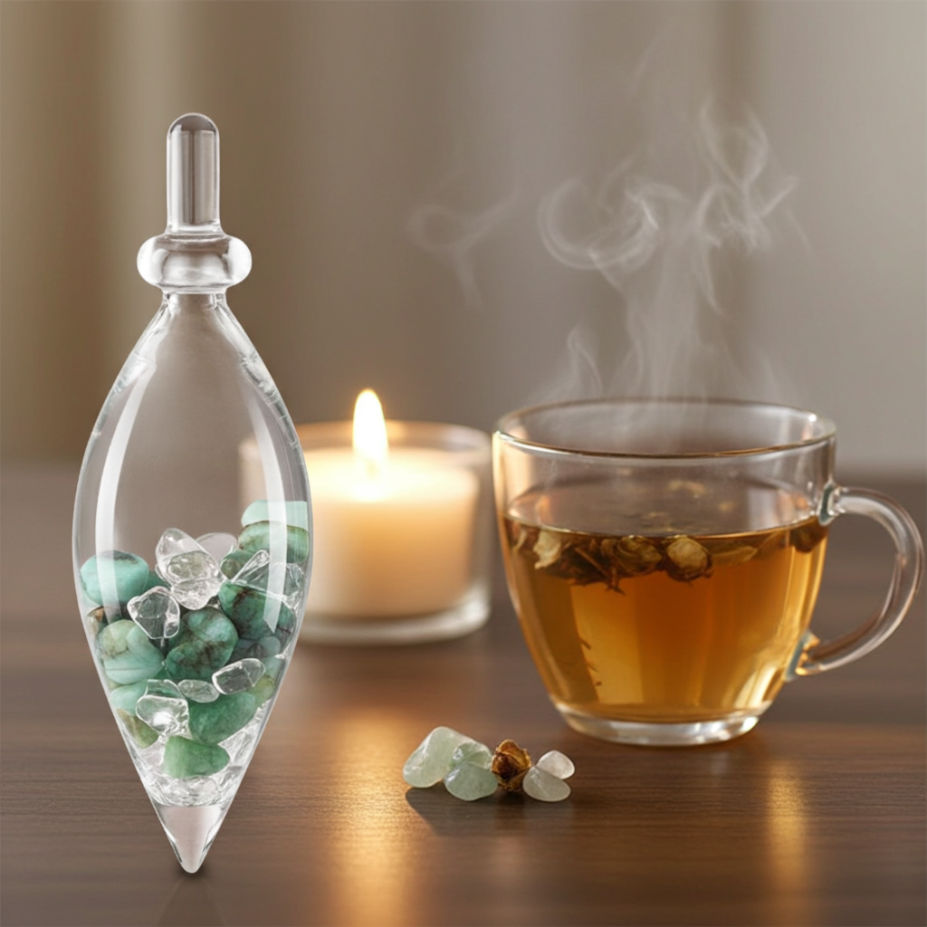 Edelsteinstab | VITALITY (Smaragd – Bergkristall)