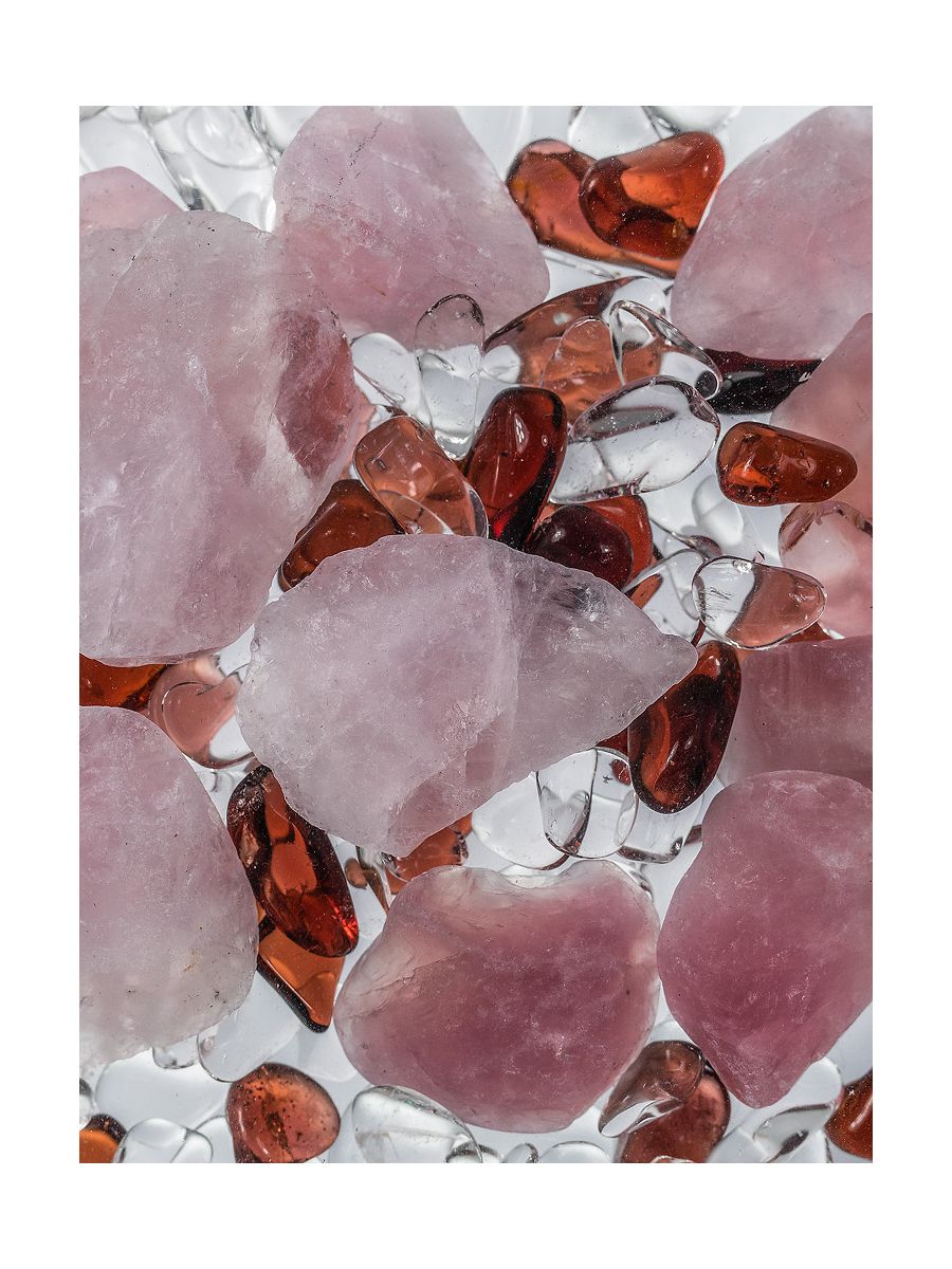 Edelsteinstab | LOVE (Rosenquarz – Granat – Bergkristall)