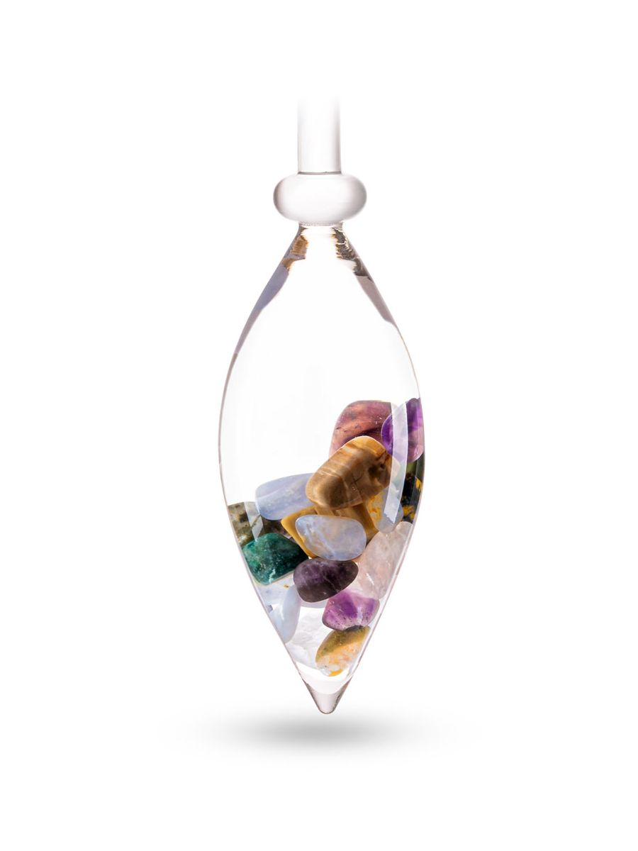 Edelsteinstab | FIVE ELEMENTS - Balance & Wandel im Alltag (Amethyst – Chalcedon – Versteinertes Holz – Rosenquarz – Ozean Jaspis)